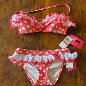 Vintage Betsey Johnson Pink Polka Dot Bikini NWT S